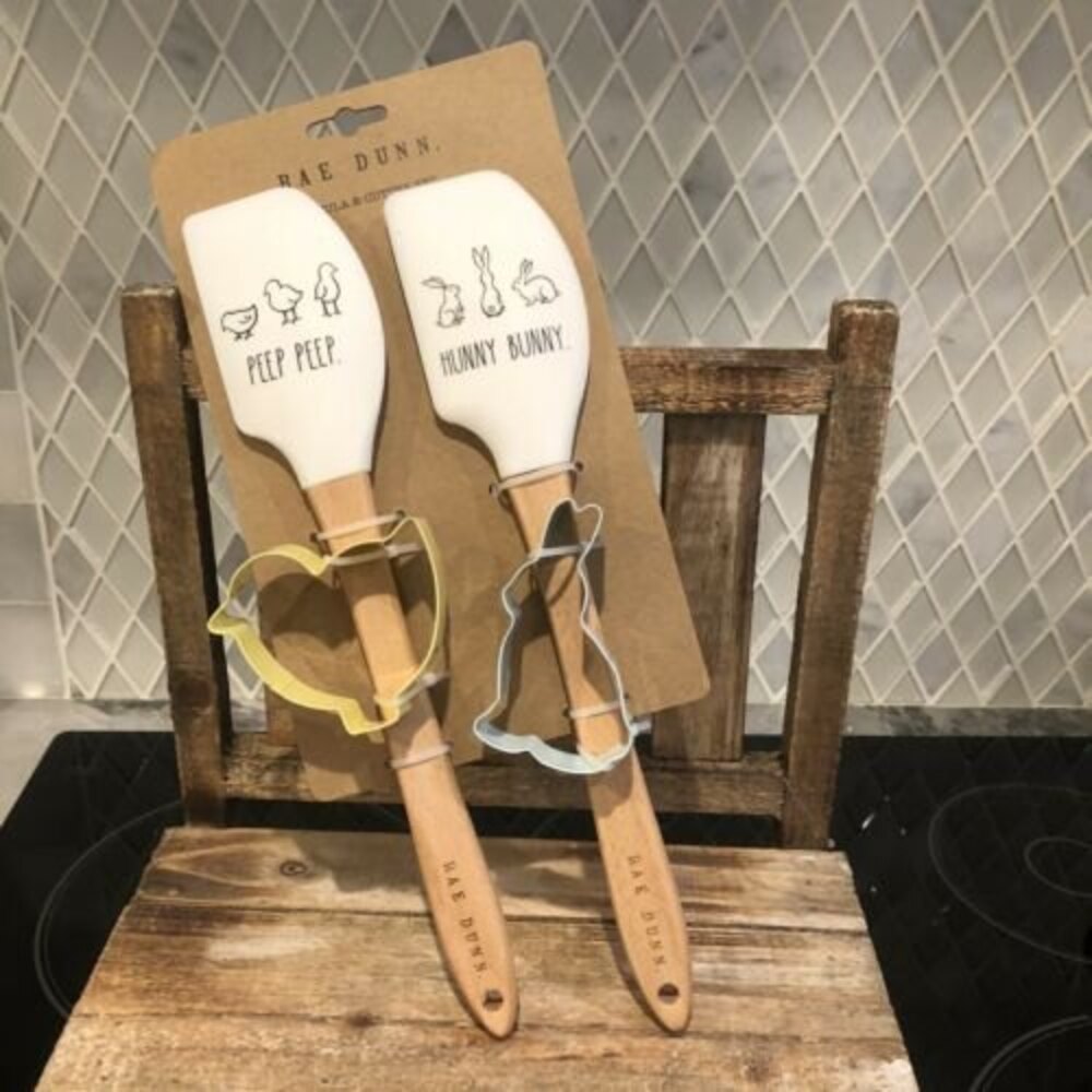 Rae Dunn Easter PEEP PEEP and HUNNY BUNNY Spatulas & Cookie Cutters Easter